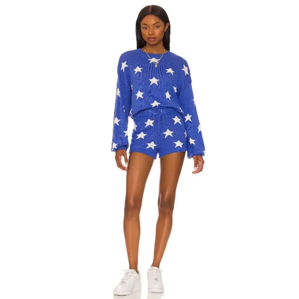 BEACHRIOT Women's Spangled Balboa Shorts Medium Blue Stars and Stripes NWT - Picture 3 of 12